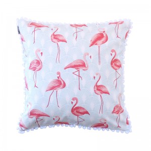 Capa de almofada infantil flamingo azul com pom pom