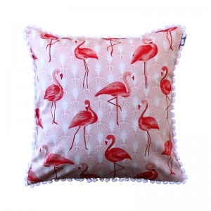 Capa de almofada infantil flamingo rosa com pom pom