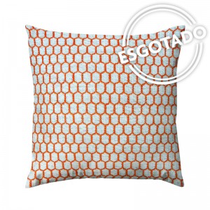 Capa de almofada linho bordado geométrico laranja