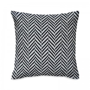 Capa de almofada geométrico jacquard chevron preto e cru