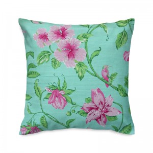Capa de almofada floral verde e rosa